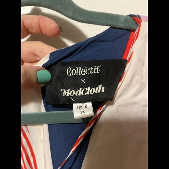 Collectif x Modcloth Keiko Sunset Stripes cropped Jumpsuit XS UK8 US4 NWOT - Picture 12 of 12